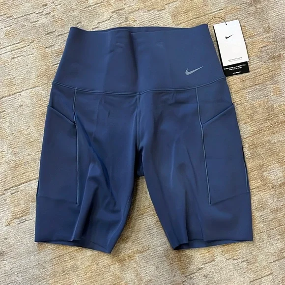 NWT Nike Afinia 8” training shorts Medium blue- high rise, medium support - Picture 1 of 5